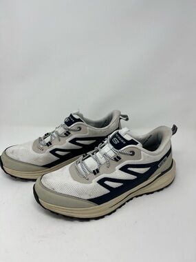 SKECHERS Men's White Navy Gray Lace Up Athletic Sneakers Slip-Ins Rubber Low Top